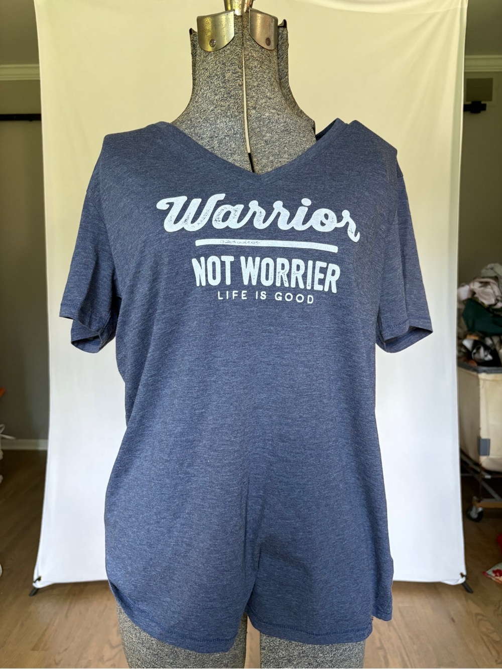 Life Is Good Navy Blue V-Neck Graphic Tee warrior